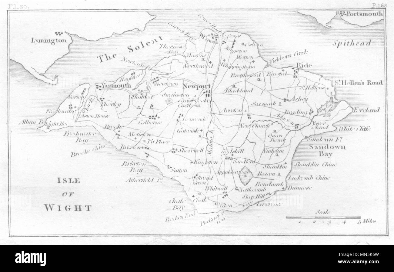 ISLE OF WIGHT. Isle of Wight 1808 old antique vintage map plan chart