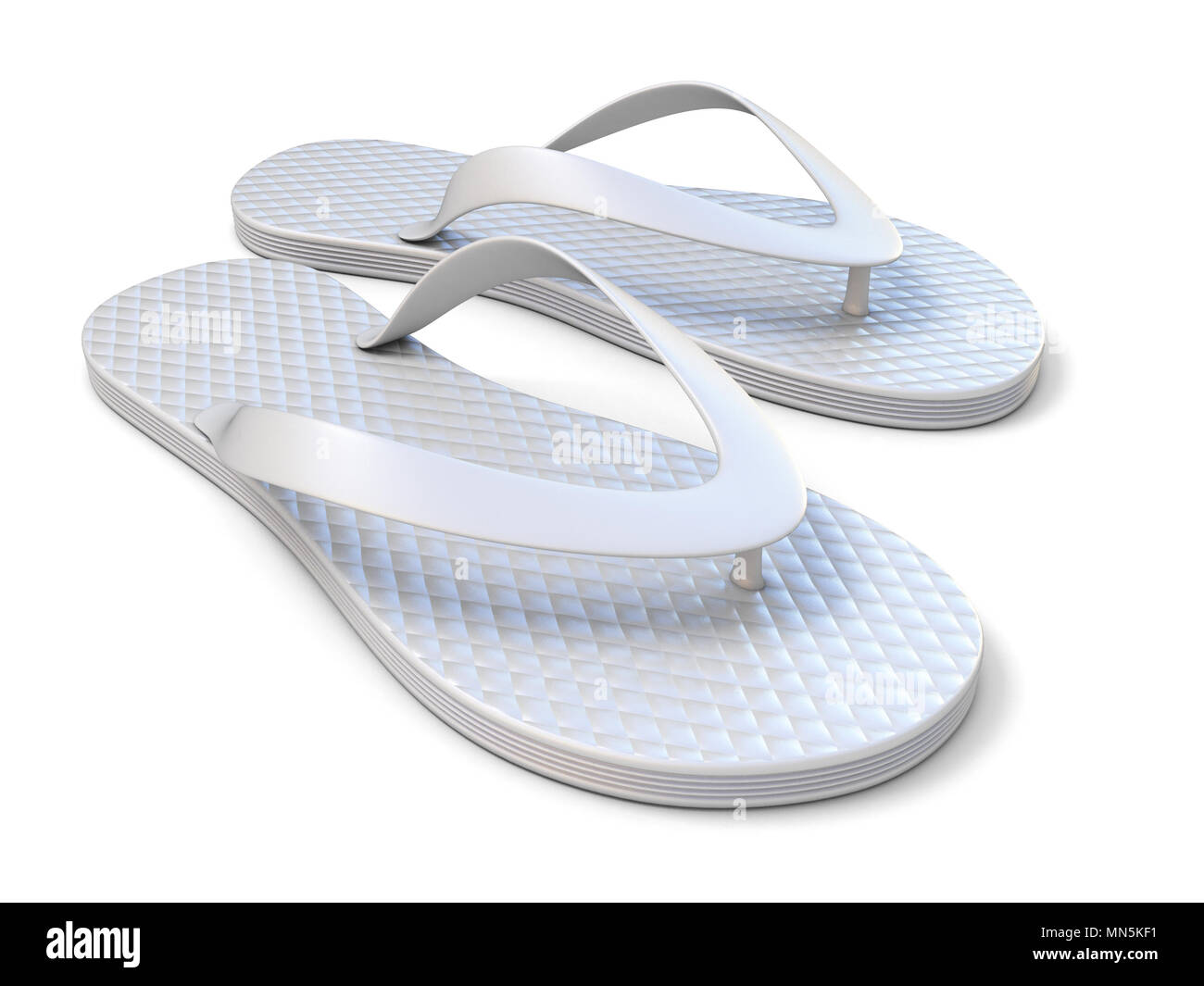 White flip flops 3D rendering illustration isolated on white background ...