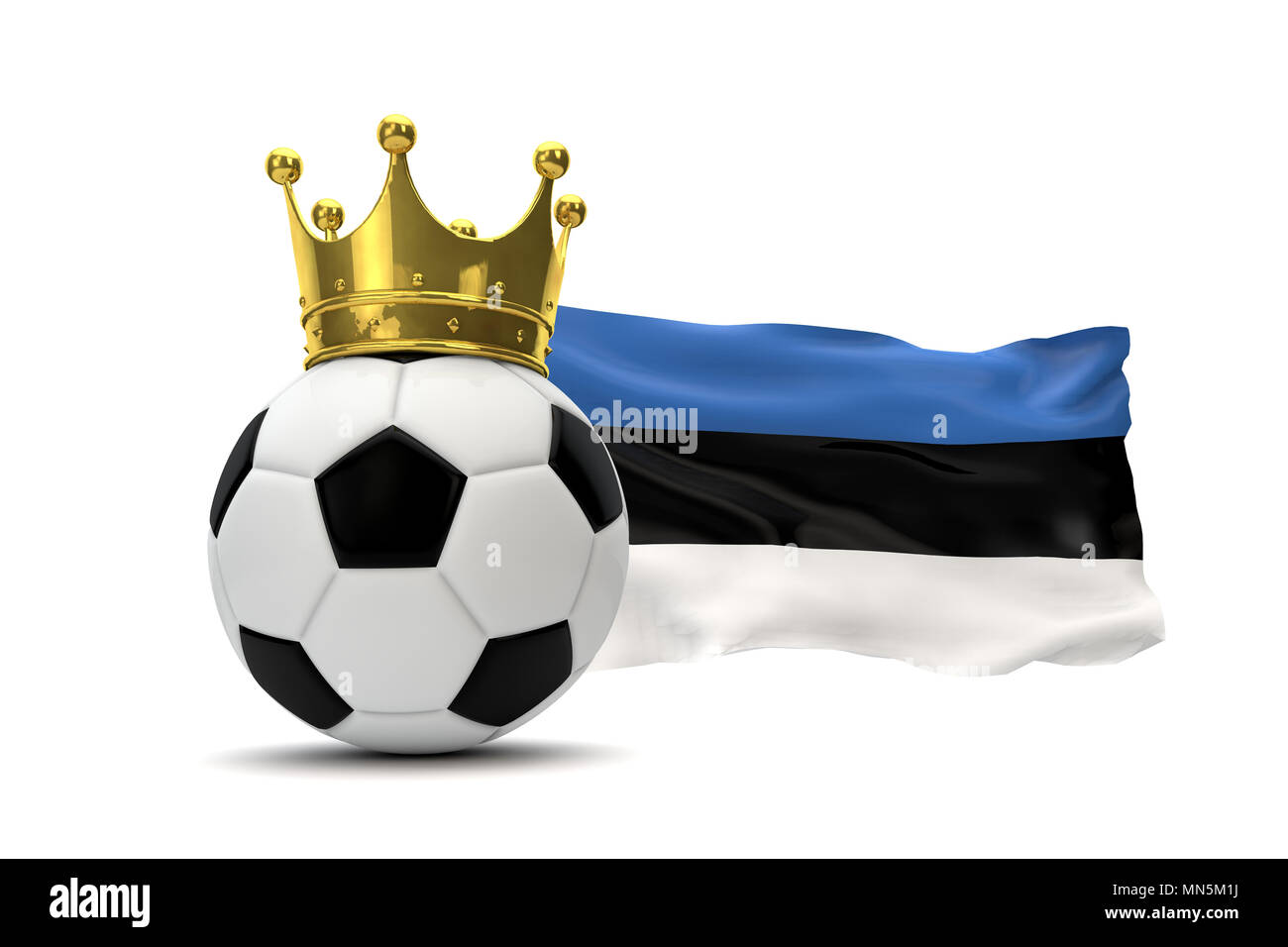 Estonia flag and soccer ball with gold crown. 3D Rendering Stock Photo