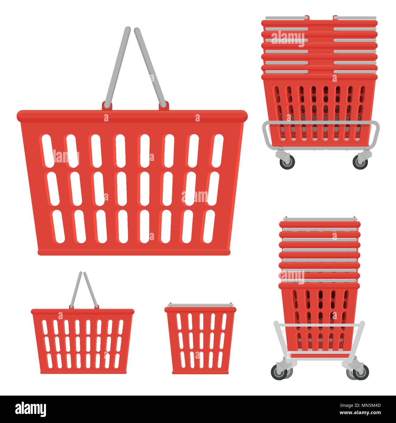 Vector set of plastic red shopping basket Stock Vector Image & Art - Alamy