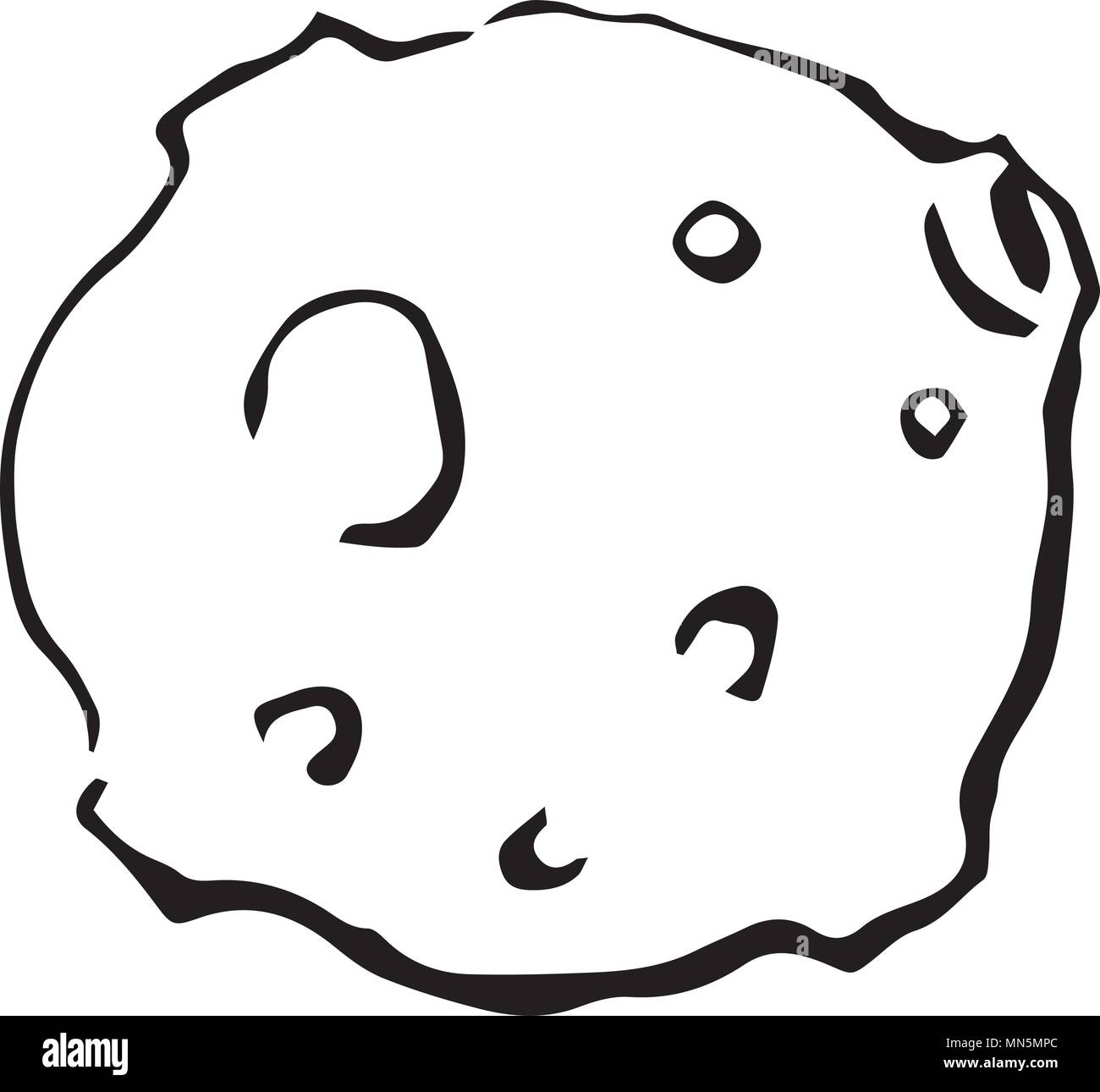 Black and white asteroid drawing. Vector graphic. Stock Vector