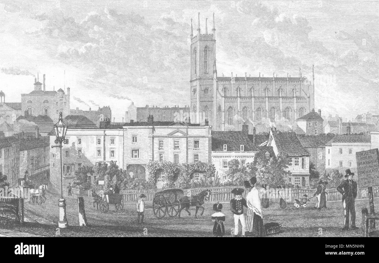 KENT. The New Church at Margate, from Austin's Row. Allen 1833 old print Stock Photo
