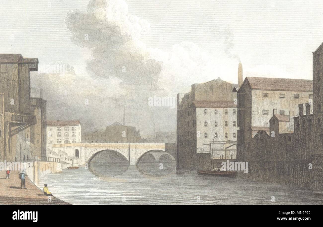 MANCHESTER. New Bailey Bridge Manchester. Hand coloured. (Westall) 1830 print Stock Photo