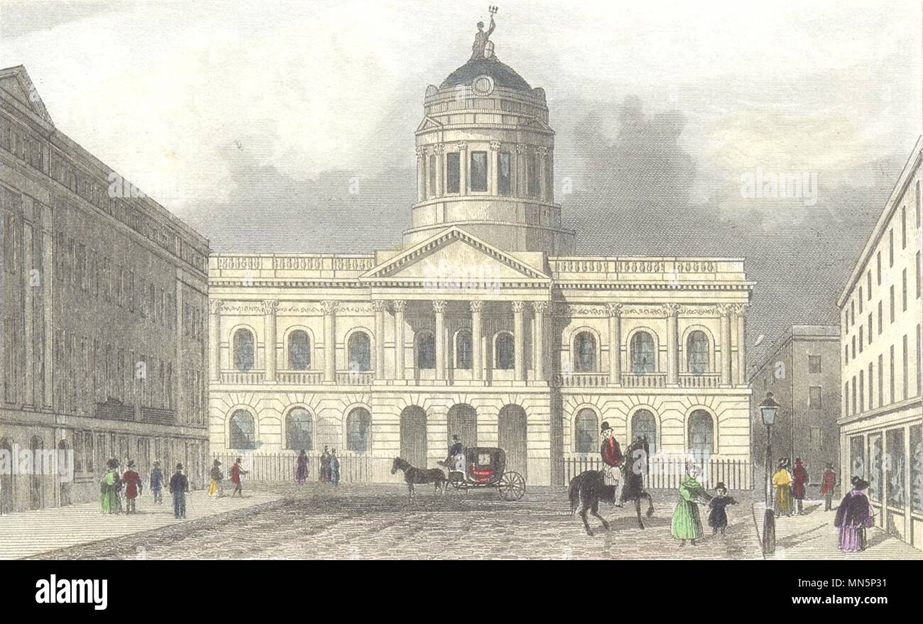 LIVERPOOL. Town Hall and Mansion House Liverpool. Hand coloured 1830