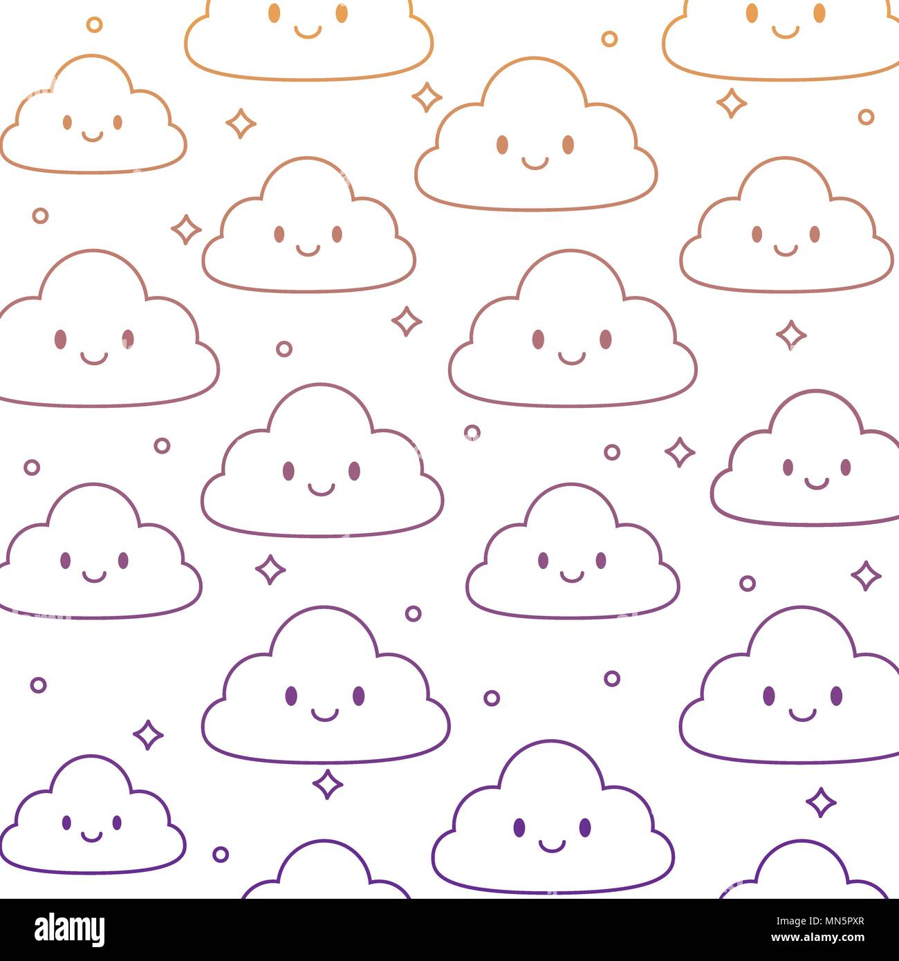 background of kawaii clouds pattern, vector illustration Stock Vector ...