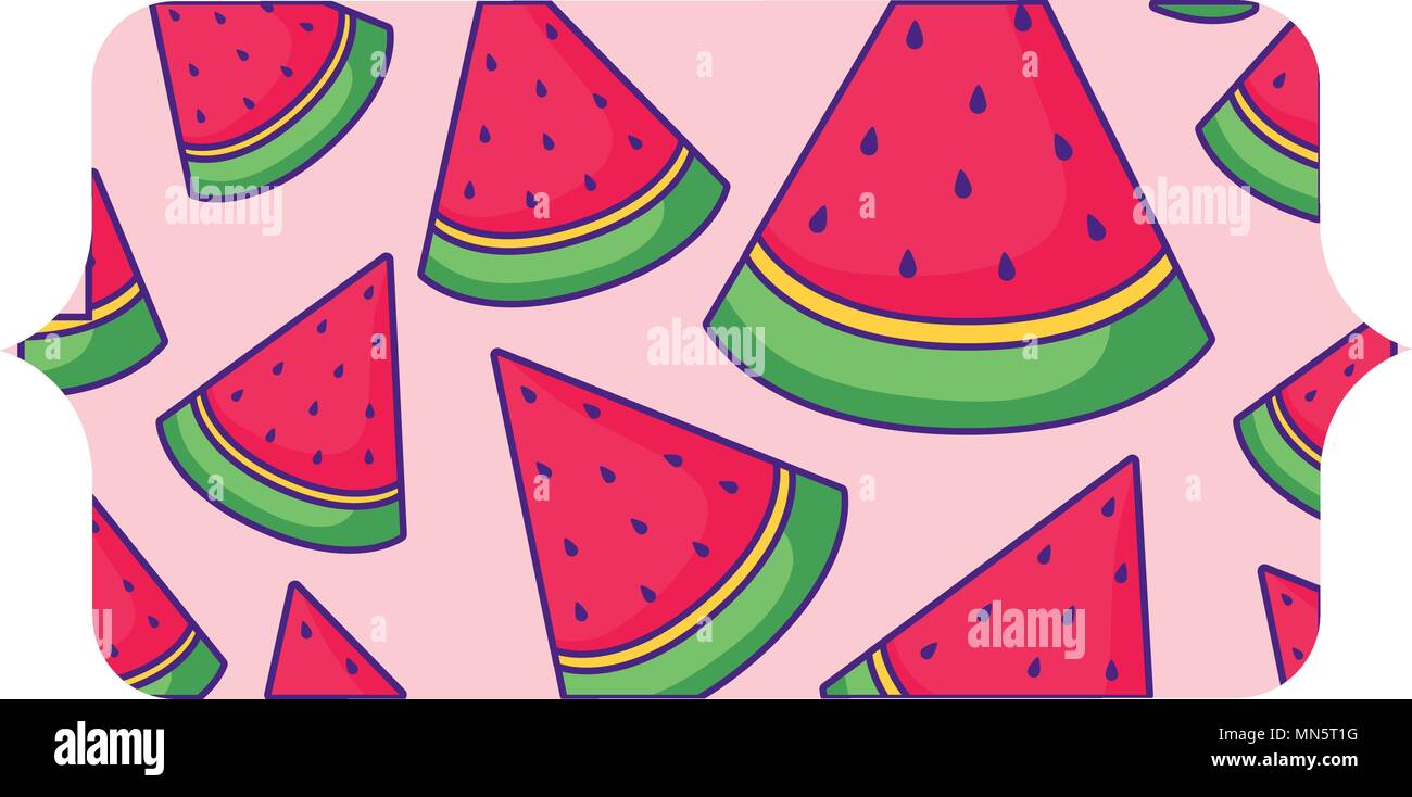 banner with watermelons pattern over white background, vector ...