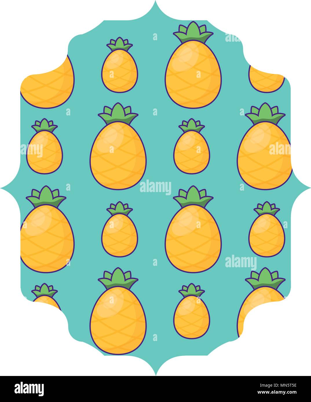 arabic frame with pineapples pattern over white background, vector illustration Stock Vector