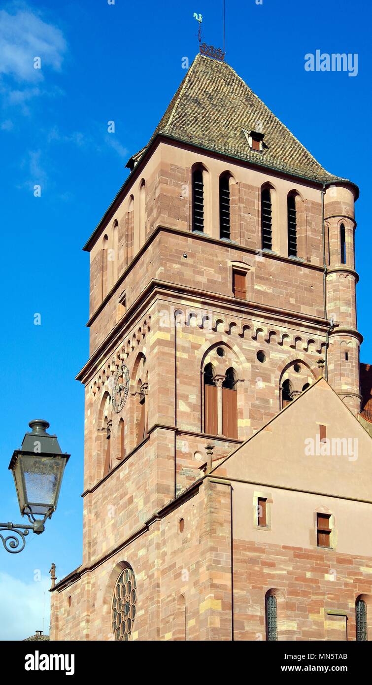 Church of St Thomas, known as the Protestant cathedral, Romanesque and Gothic church in Strasbourg, Alsace, France Stock Photo