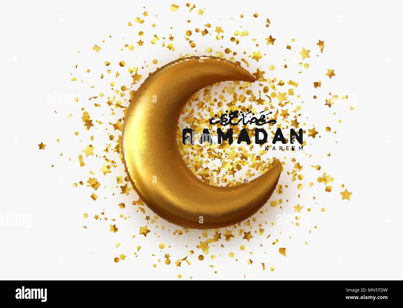 Ramadan Kareem islamic design gold crescent moon with arabic ...