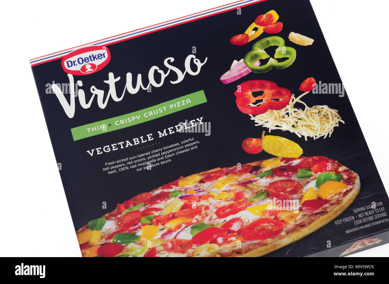Dr. Oetker Frozen Virtuoso Vegetable Medley thin crispy crust pizza Stock Photo