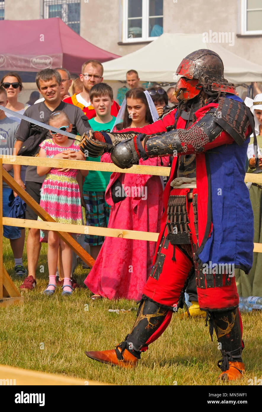 Warrior in Japanese armour. 'Knight's Tournament with Plum'. Szydlow, Poland, 23rd July 2017. Stock Photo