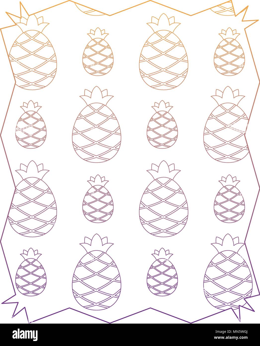 abstract frame with pineapples pattern over white background, vector illustration Stock Vector