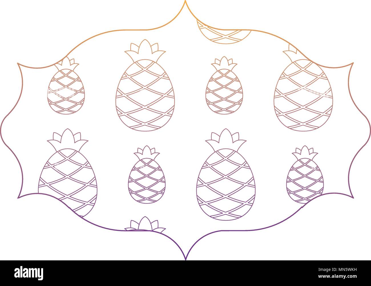 arabic frame with pineapples pattern over white background, vector illustration Stock Vector