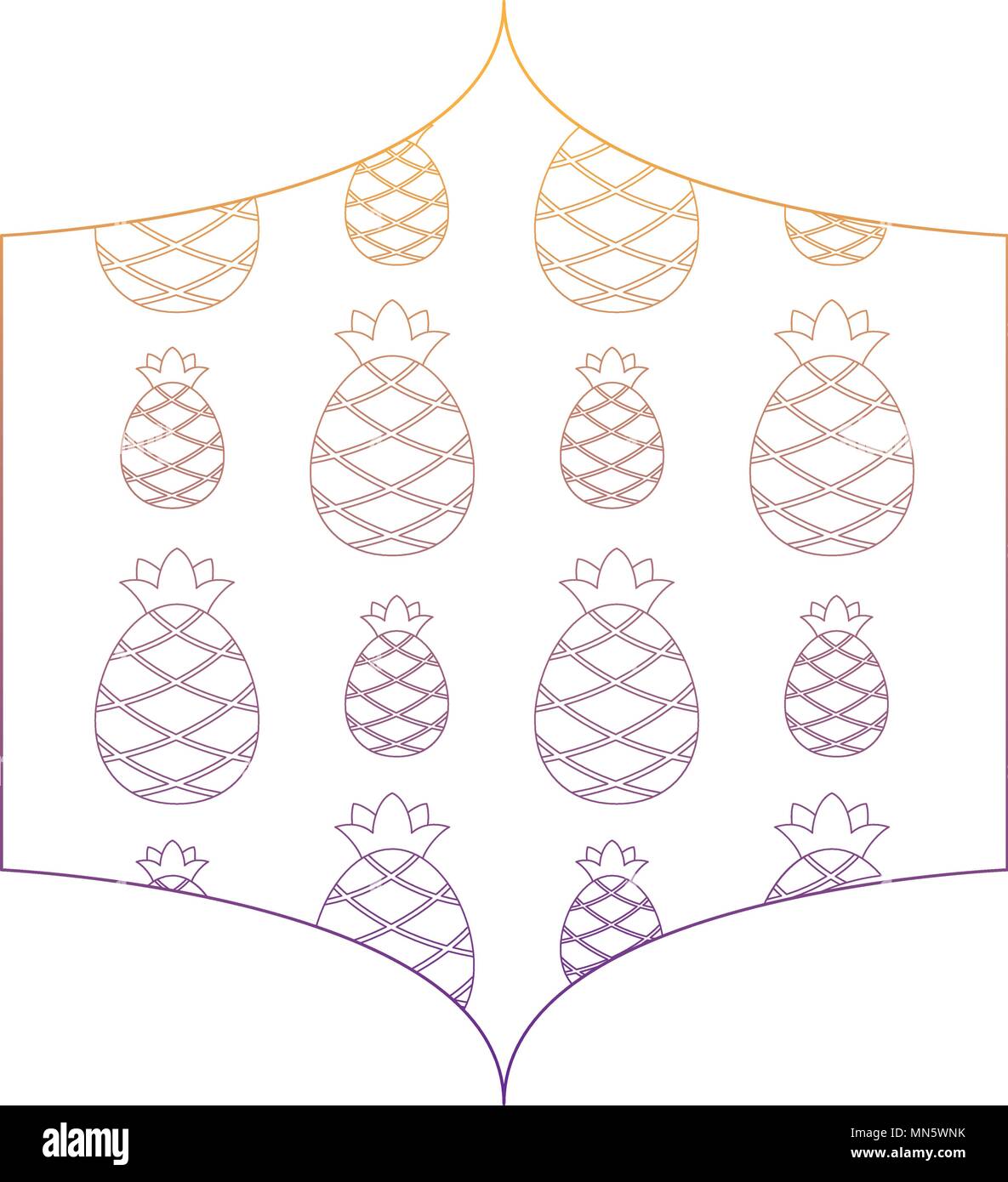 decorative frame with pineapples pattern over white background, vector illustration Stock Vector