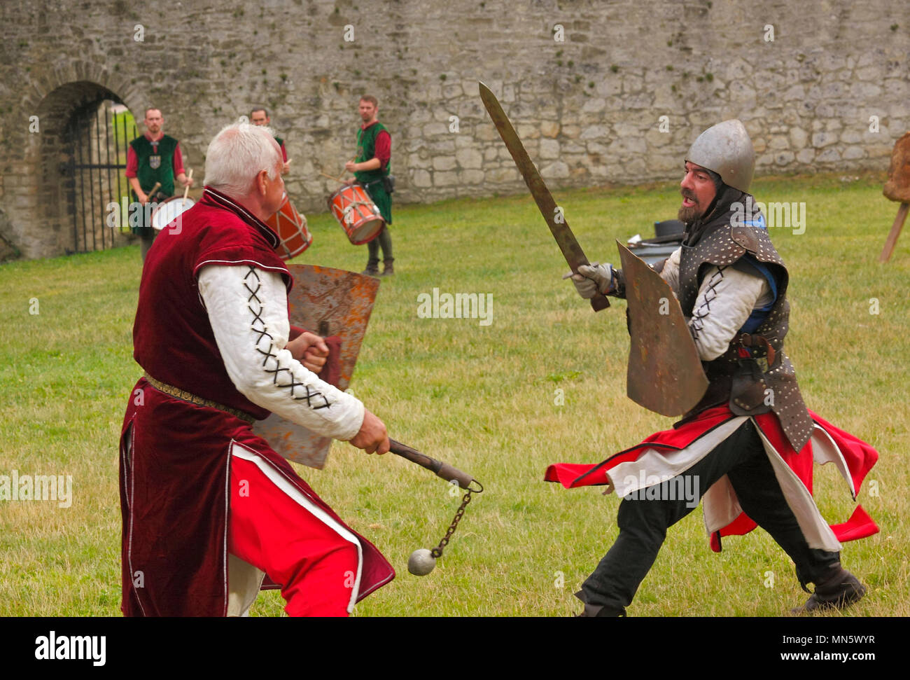 Infantry warriors combat show by members of The Knightly Order of St ...