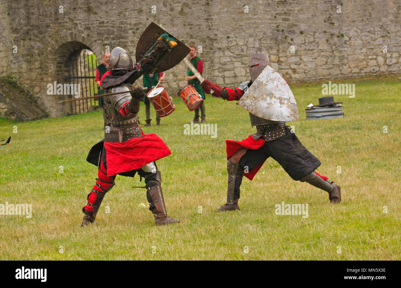 Infantry warriors combat show by members of The Knightly Order of St ...
