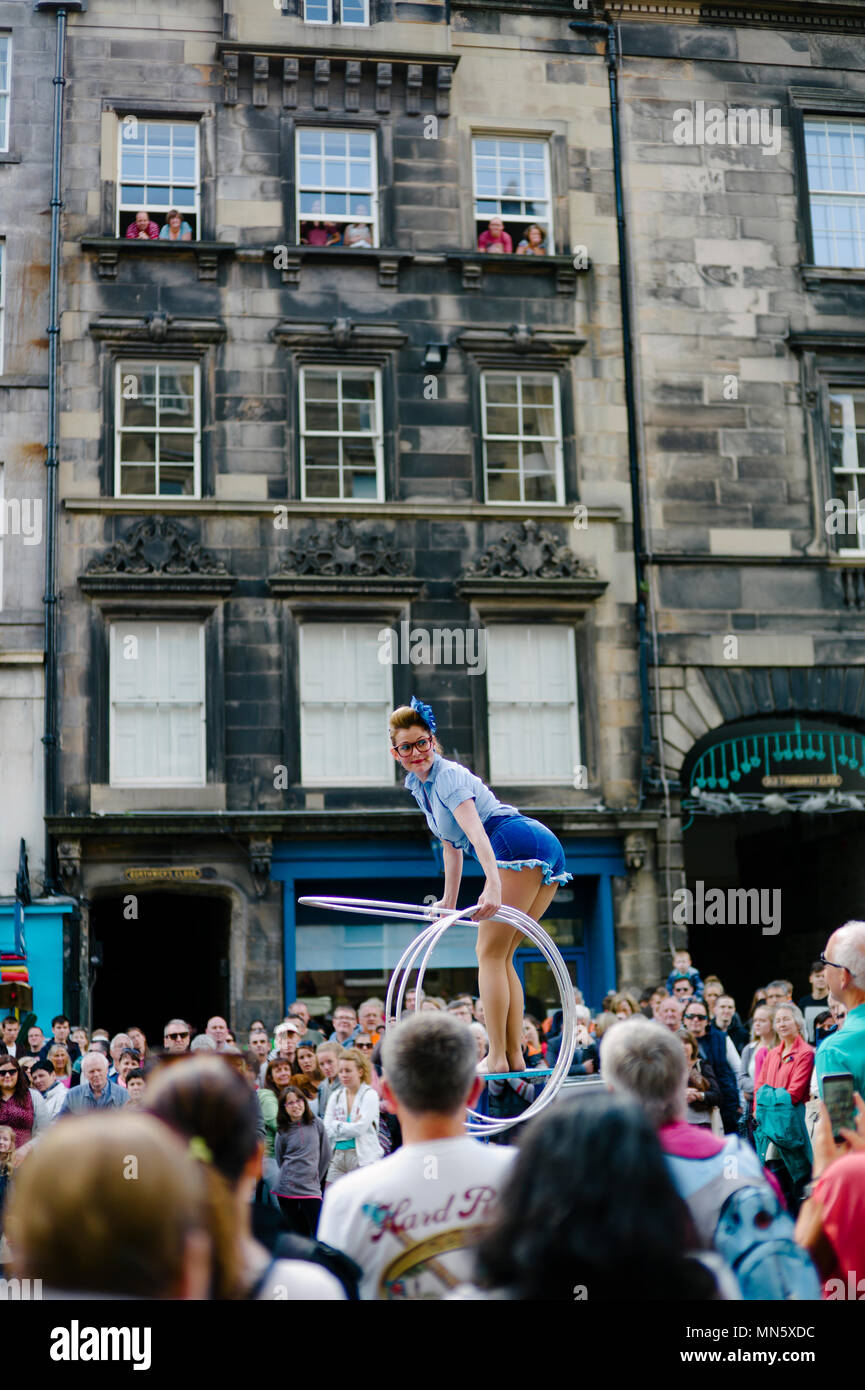 Street performer during Edinburgh Fringe Festival. Stock Photo