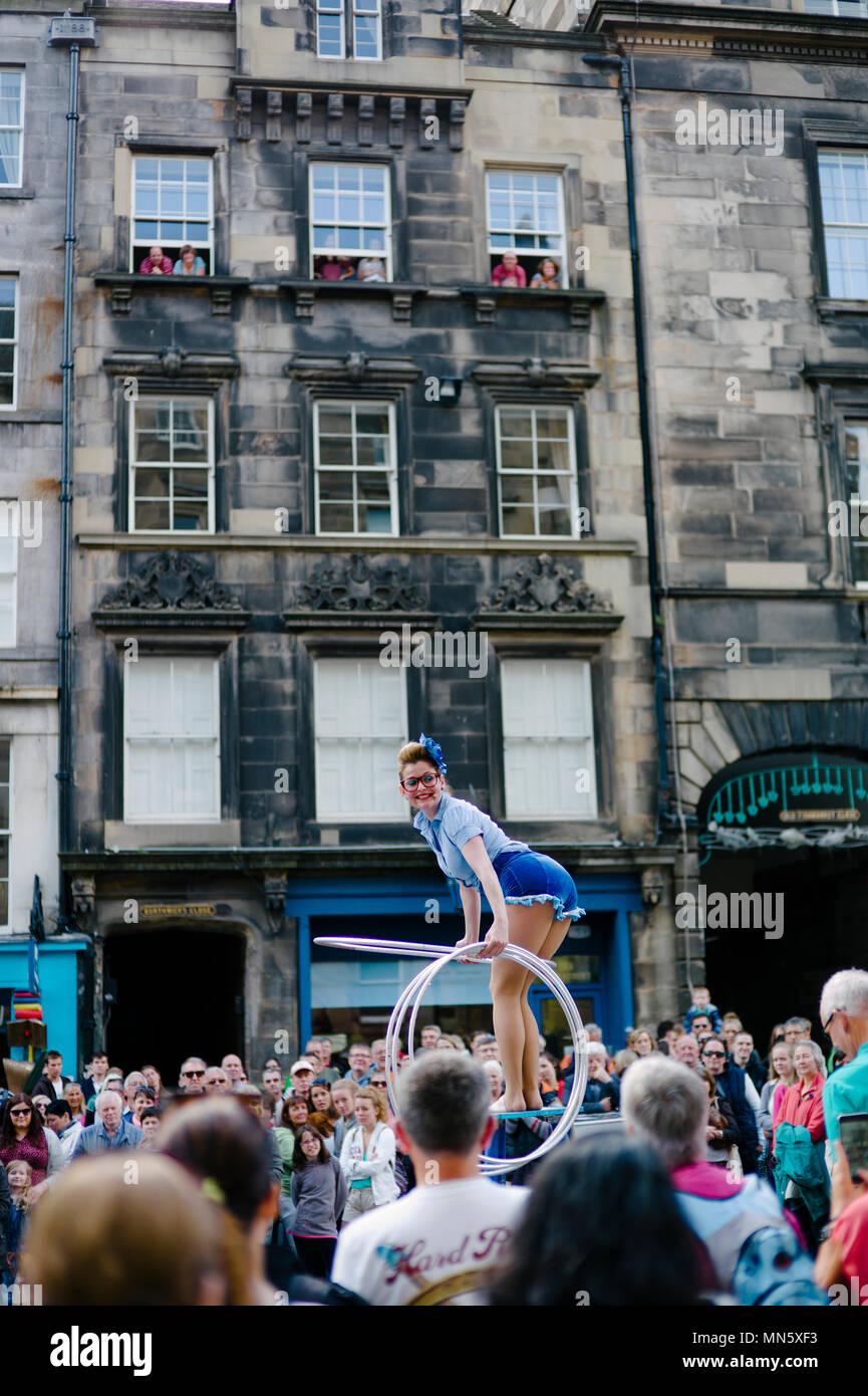 Street performer during Edinburgh Fringe Festival. Stock Photo