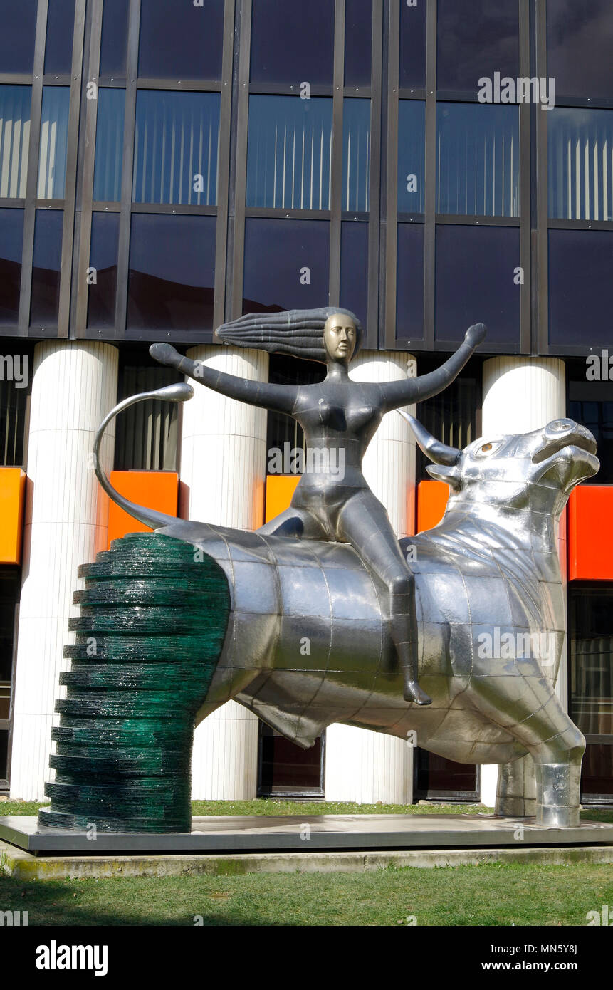 Sculpture, entitled The Abduction of Europa, outside the Winston