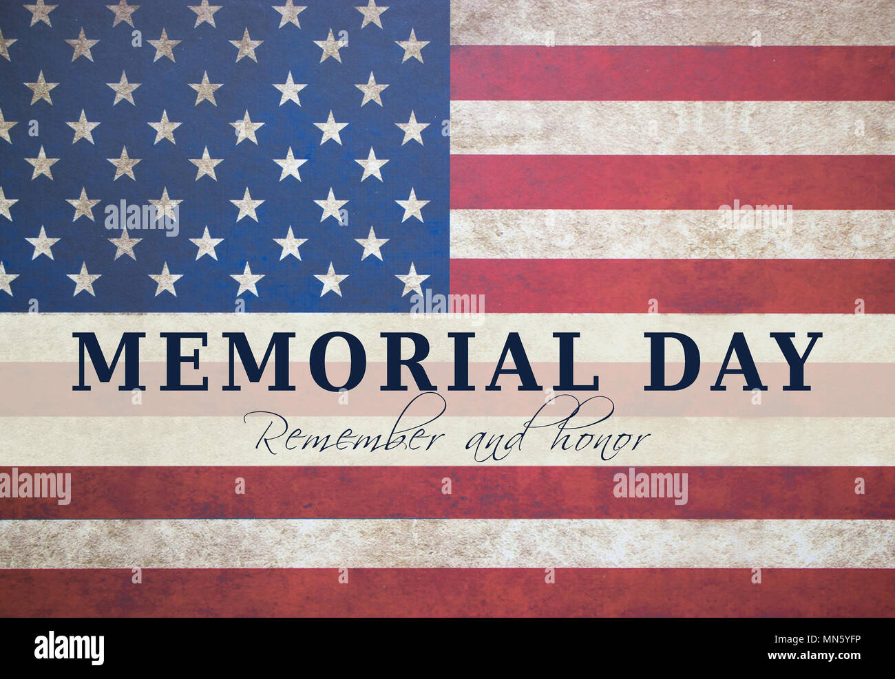 Memorial day text card with American flag background Stock Photo Alamy