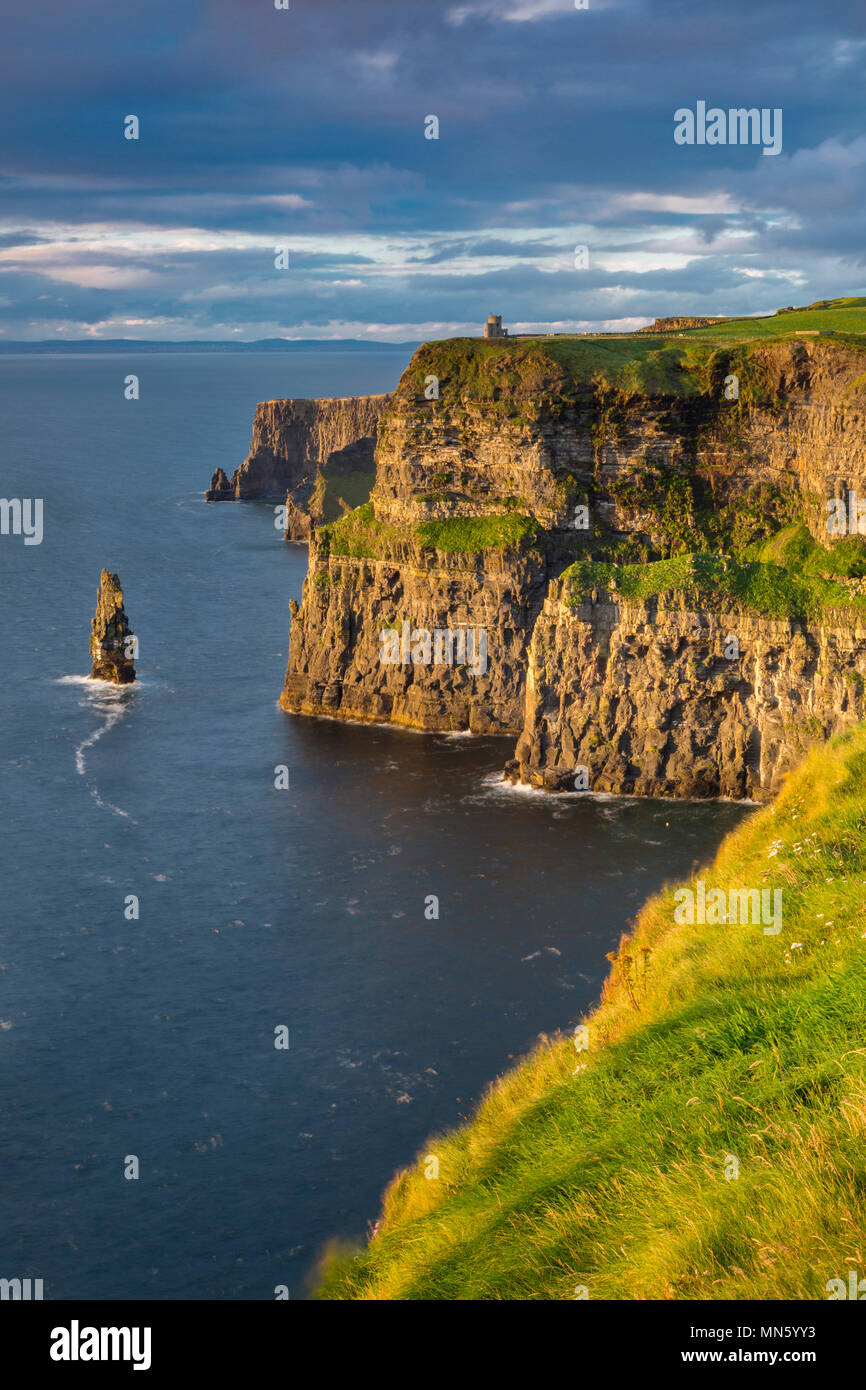Setting sunlight over Cliffs of Moher, County Clare, Republic of Ireland Stock Photo
