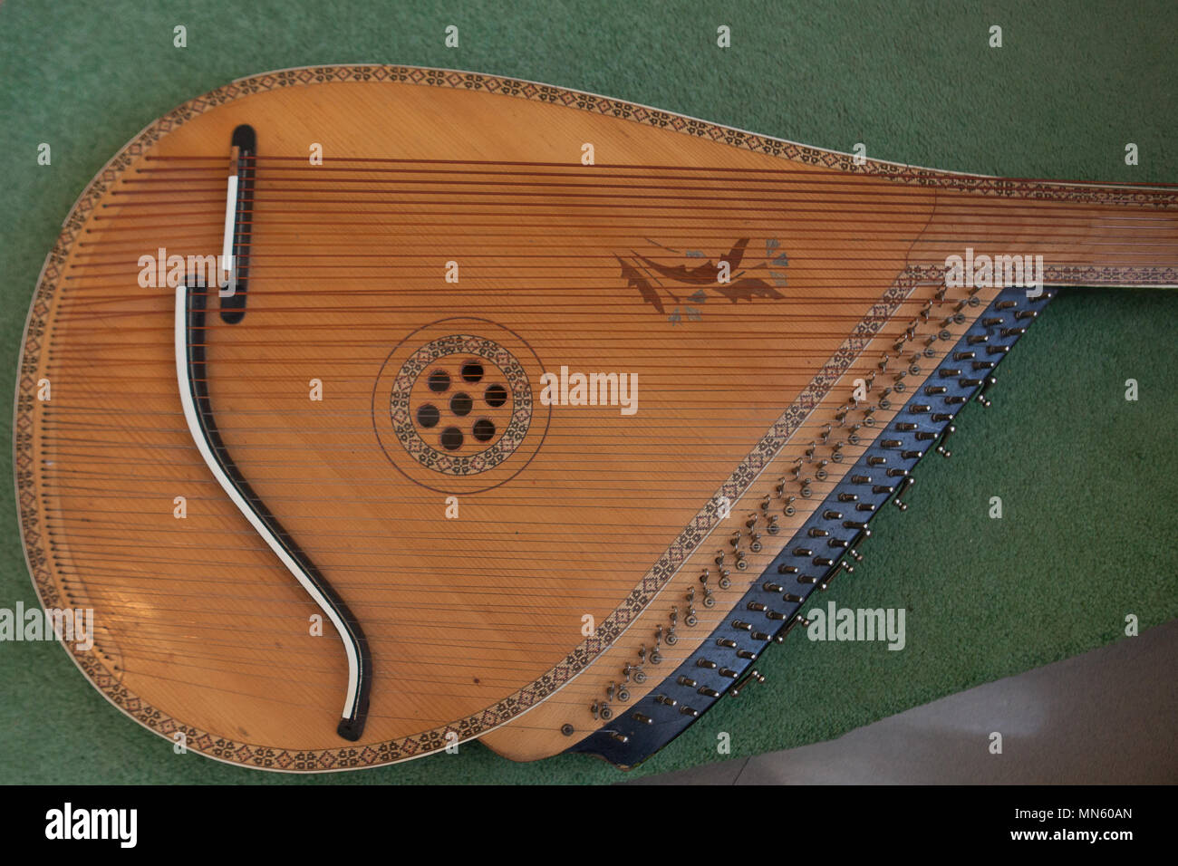 Bandura close up, Ukrainian musical instrument. Ukrainian folk musical  instrument - Bandura, decorated with beautiful patterns Stock Photo - Alamy