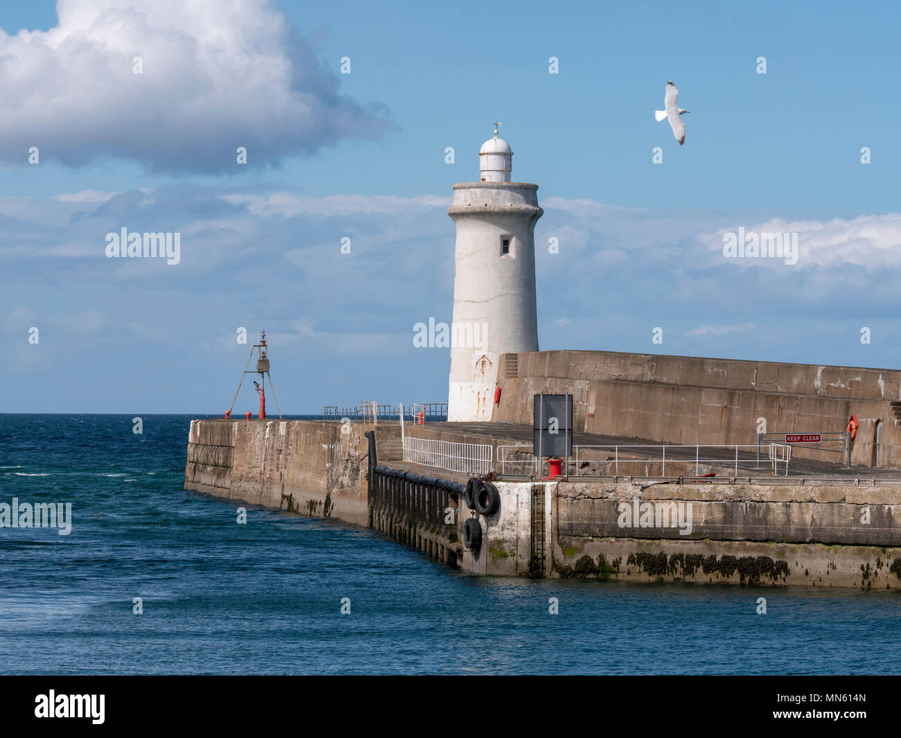 The Lighthouse at Buckie Harbour, Moray, Scotland Stock Photo
