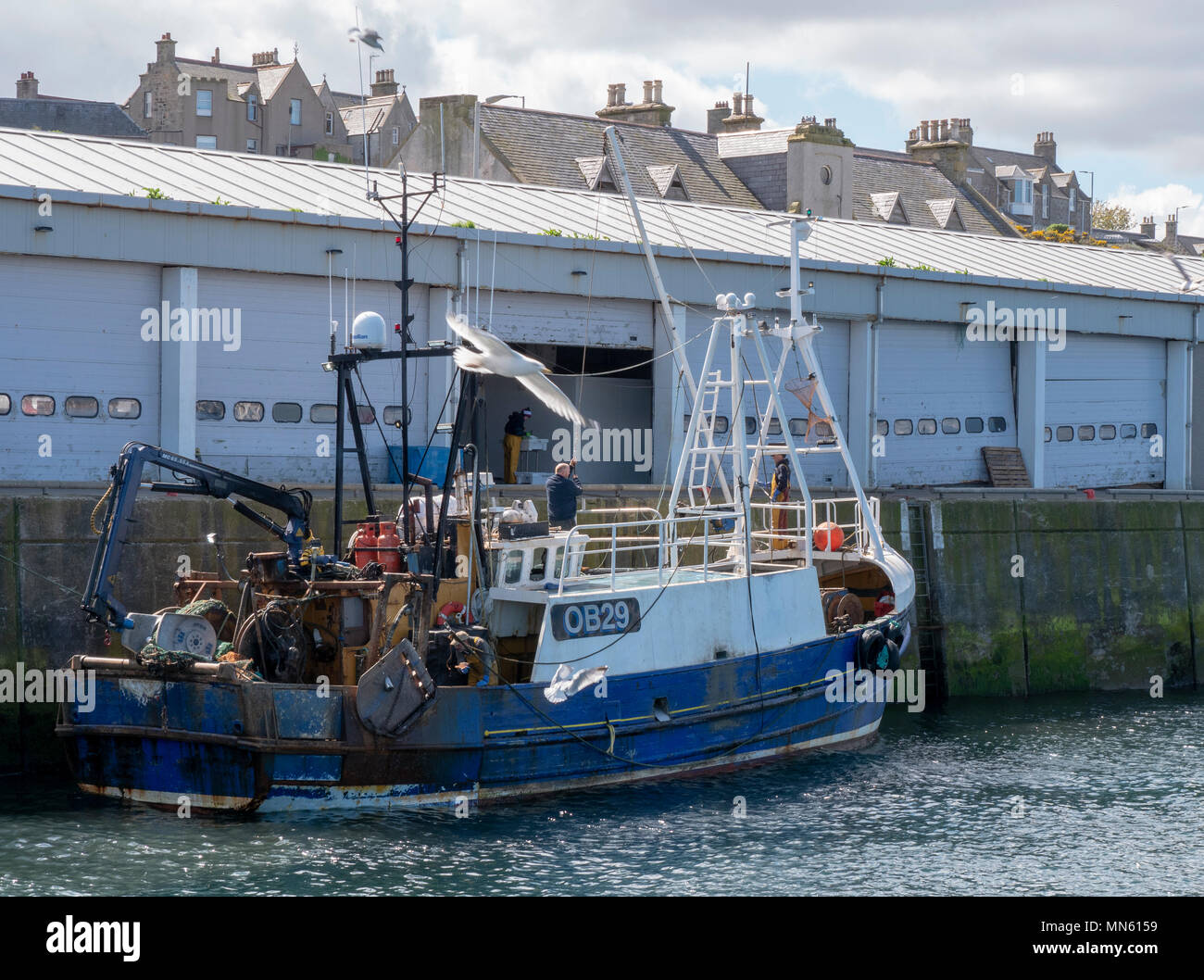 A fishing boat in Buckie Harbour, Moray, Scotland Stock Photo