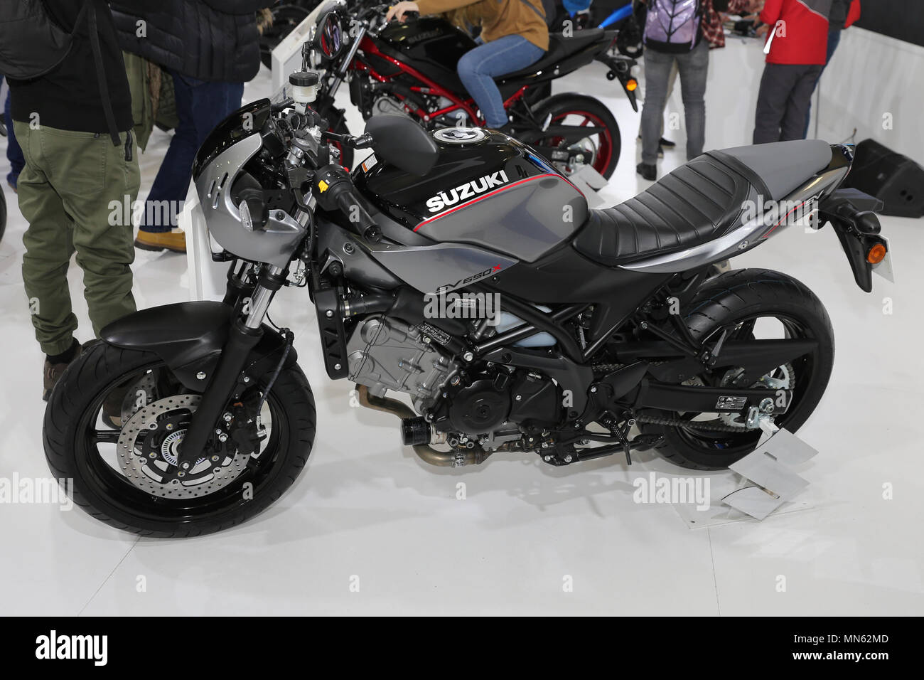 ISTANBUL, TURKEY - FEBRUARY 25, 2018: Suzuki SV650 X on display at Motobike Istanbul in Istanbul Exhibition Center Stock Photo