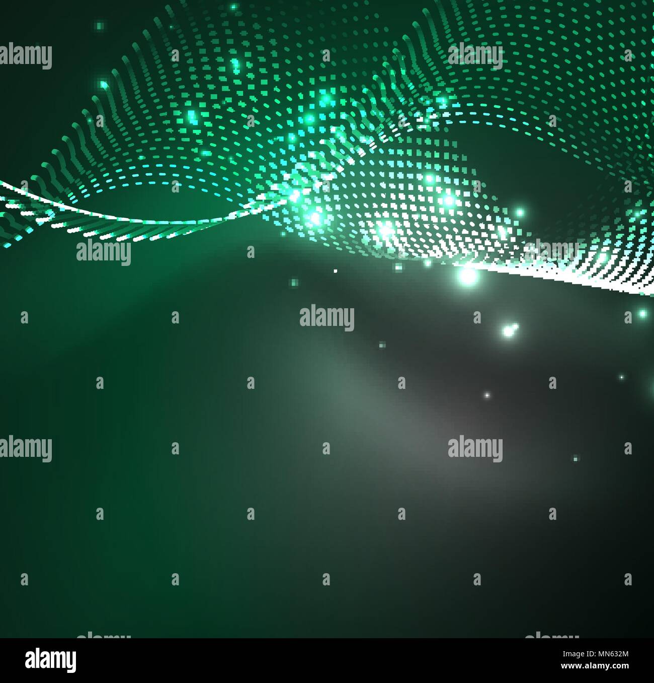 Vector wave particles background. Vector wave particles background - 3D ...