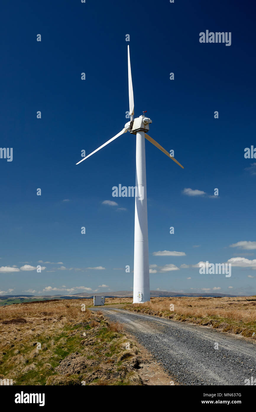 Wind Turbine at Penrhyddlan & Llidiartywaum Wind Farm near Newtown Powys Wales,UK Stock Photo