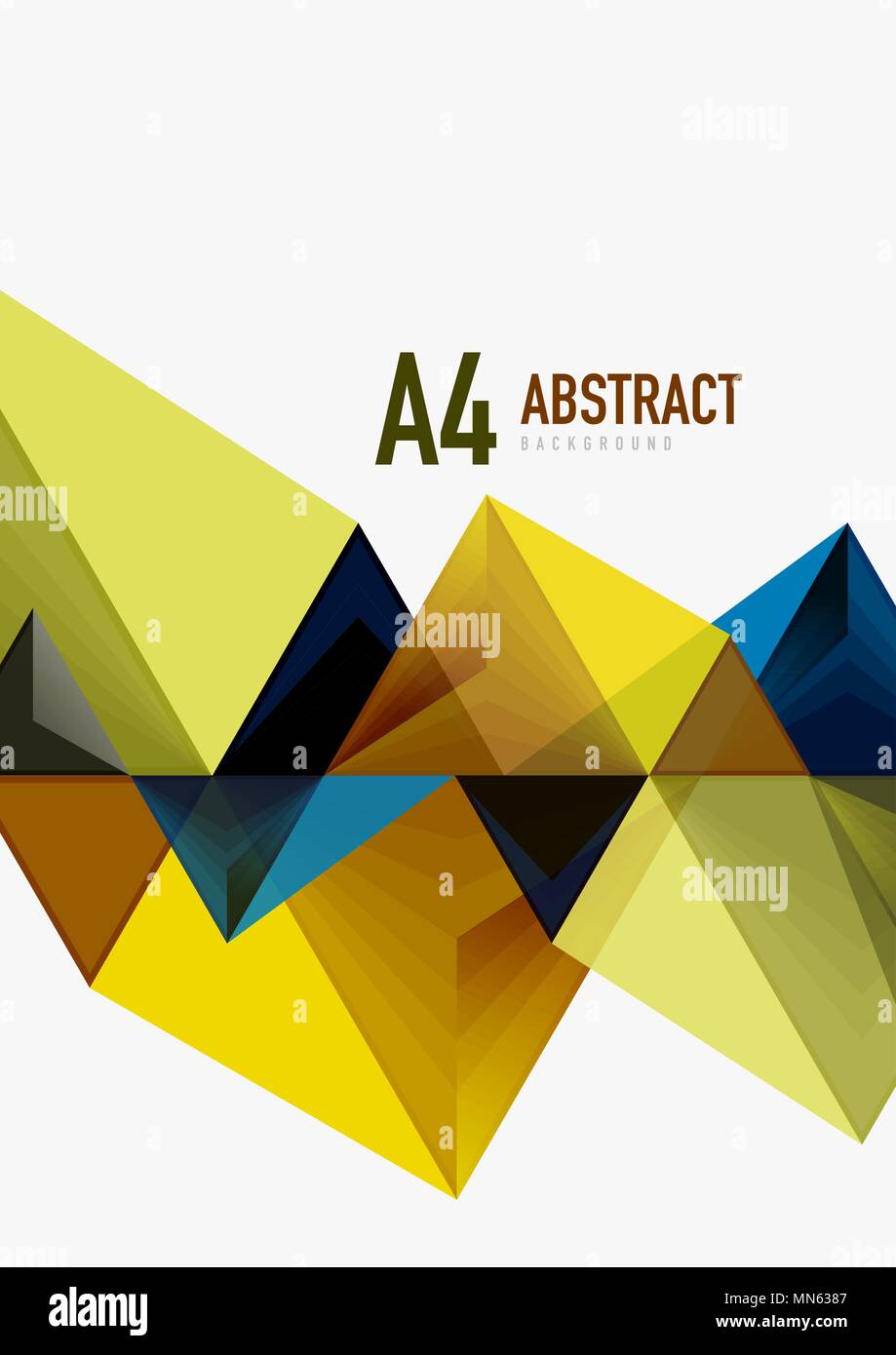 Triangular low poly vector a4 size geometric abstract template. Triangular low poly vector a4 size geometric abstract template. Multicolored triangles on light background, futuristic techno or business design Stock Vector