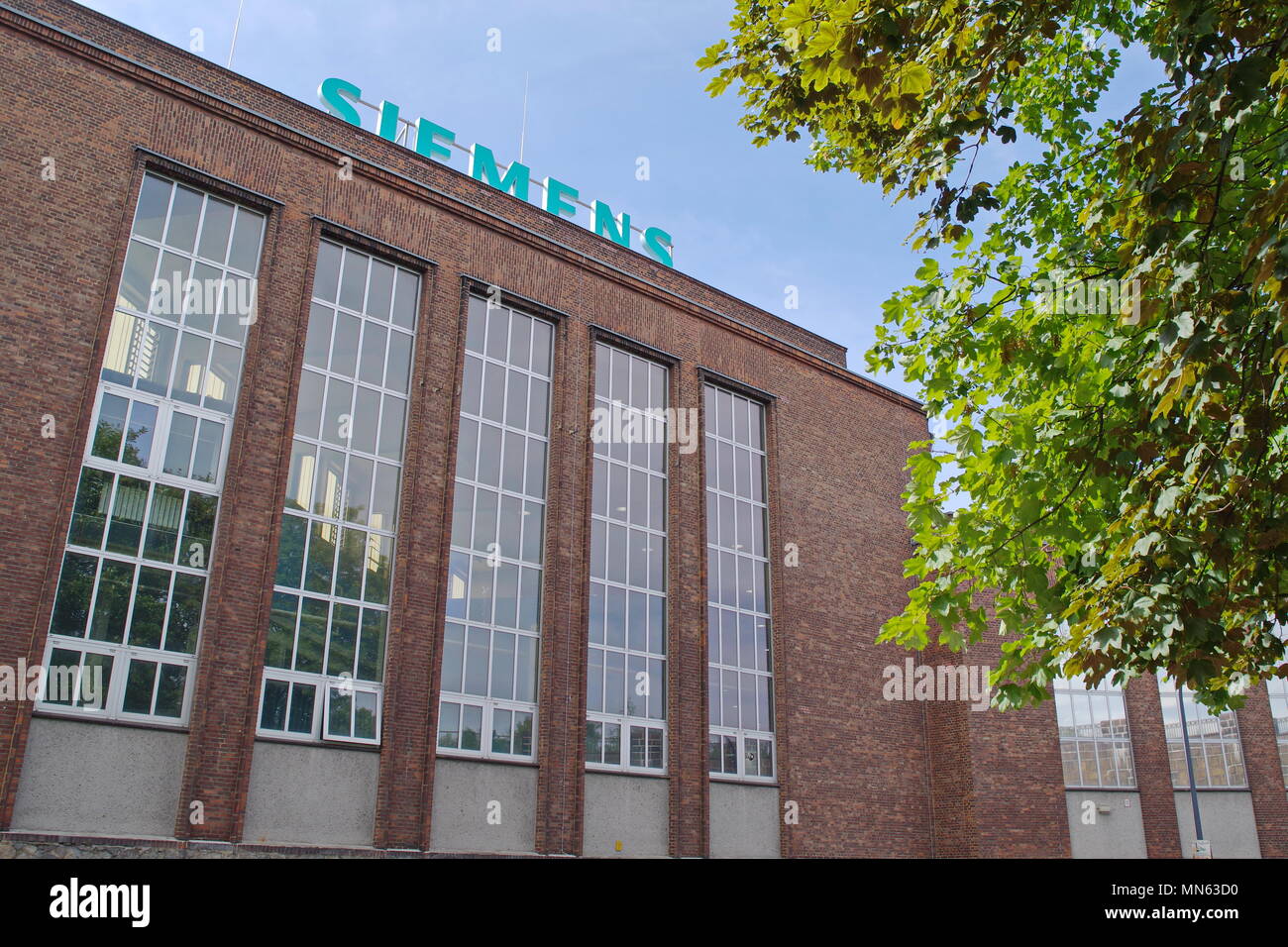 Renewed historic bulding of Siemens factory in Goerlitz, Saxony, Germany. Stock Photo
