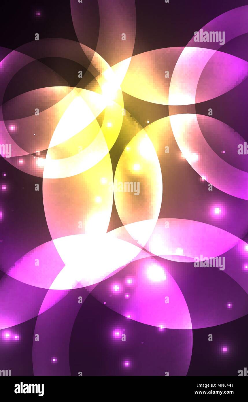 Glowing shiny overlapping circles composition on dark background ...