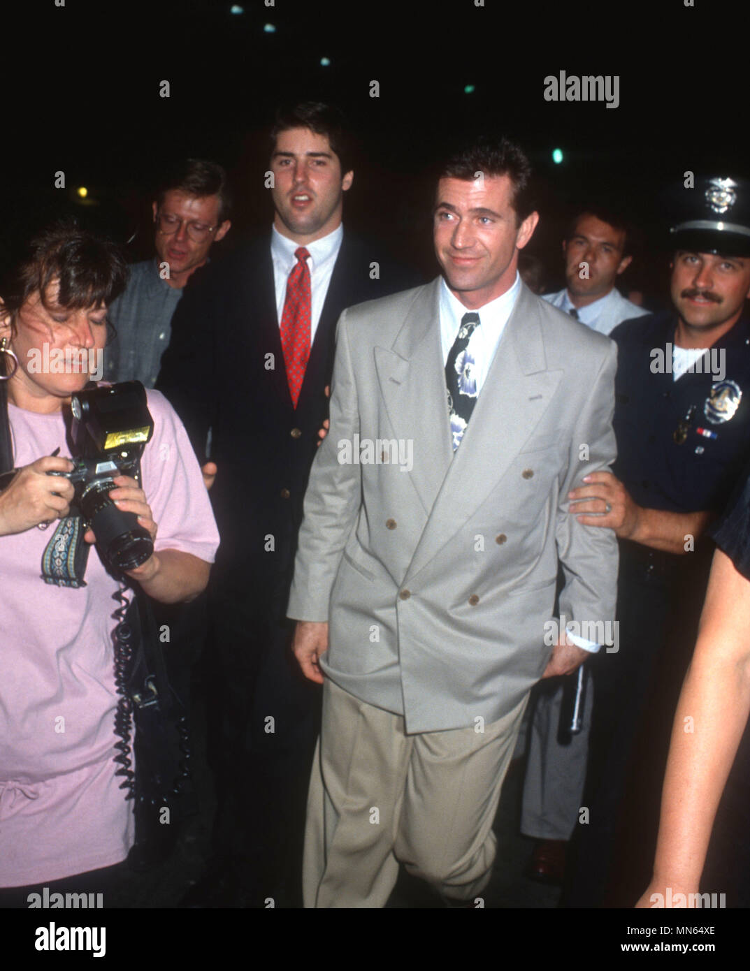 HOLLYWOOD, CA - AUGUST 09: Actor Mel Gibson attends 'Air America' Hollywood Premiere on August 9, 1990 at Mann's Chinese Theatre in Hollywood, California. Photo by Barry King/Alamy Stock Photo Stock Photo