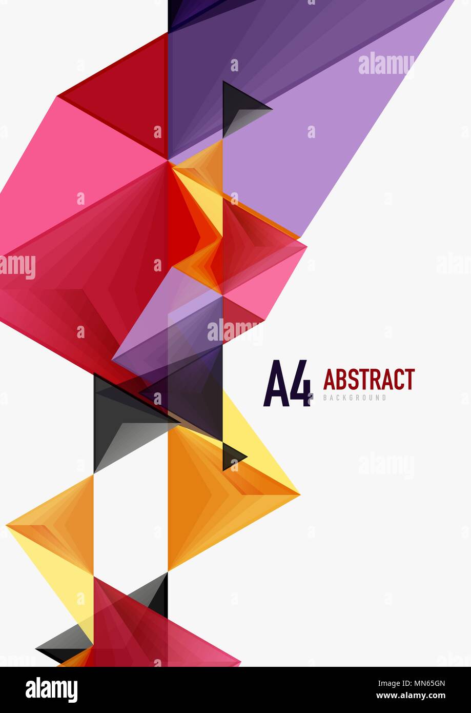 Triangular low poly vector a4 size geometric abstract template ...