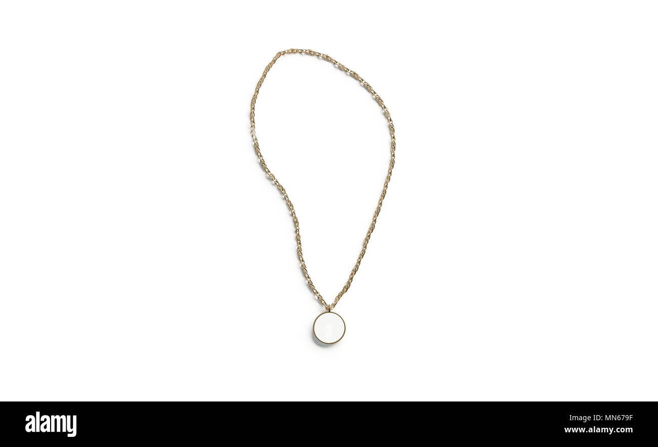 Download Blank White Golden Pendant Round Mockup Top View Isolated 3d Rendering Empty Gold Pendent Mock Up On Chain Template Clear Metal Label Stock Photo Alamy