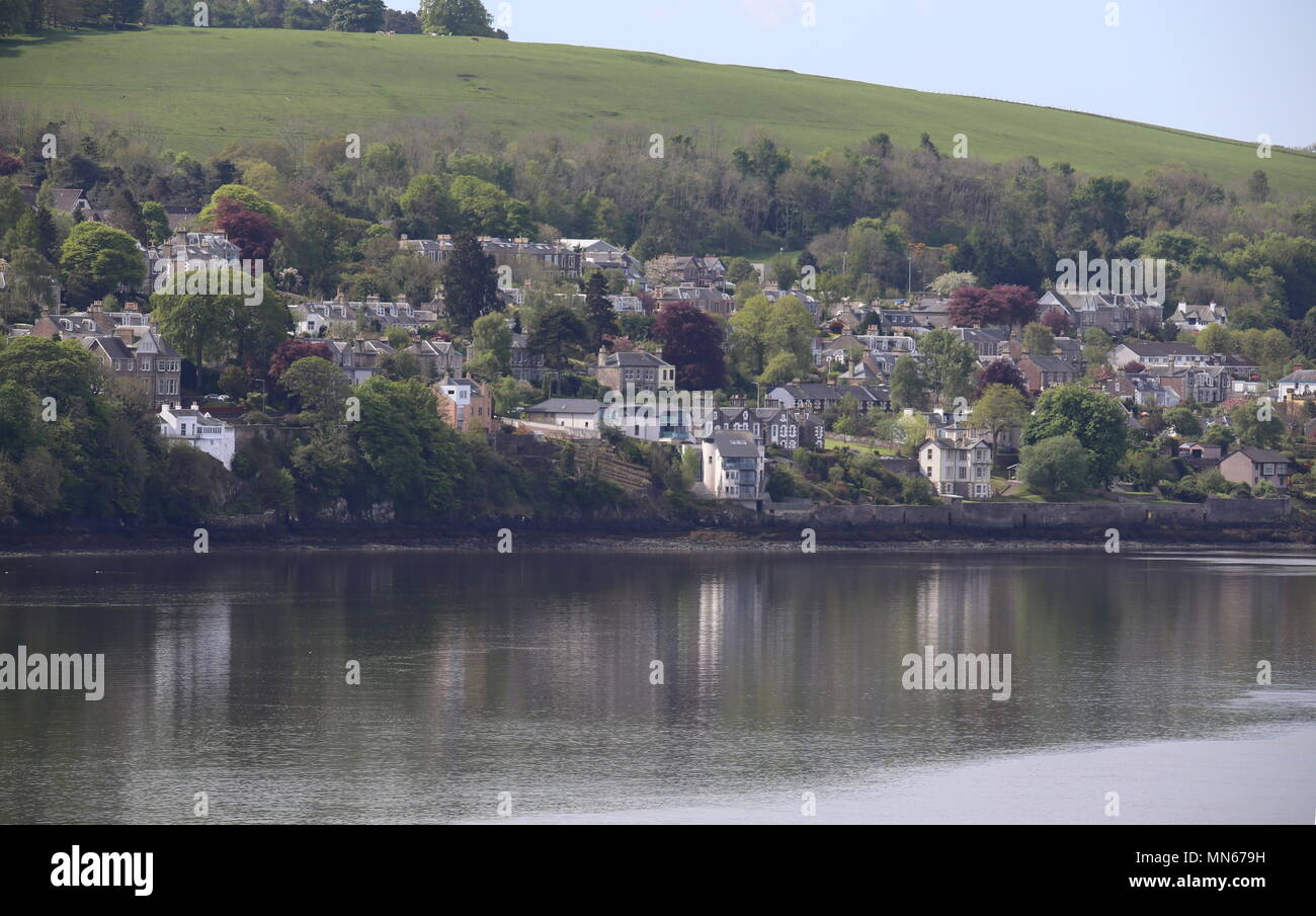 NewportonTay reflected in River Tay Fife Scotland May 2018 Stock