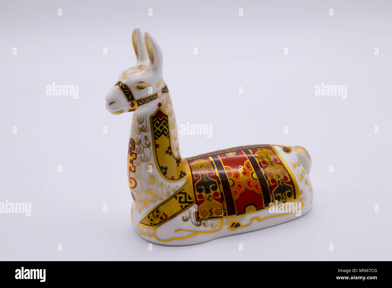 Royal Crown Derby bone china paperweight of a lama uk Stock Photo