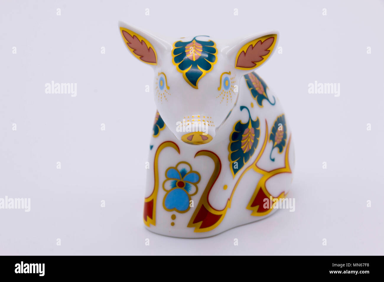 Royal Crown Derby bone china paperweight of a piglet uk Stock Photo