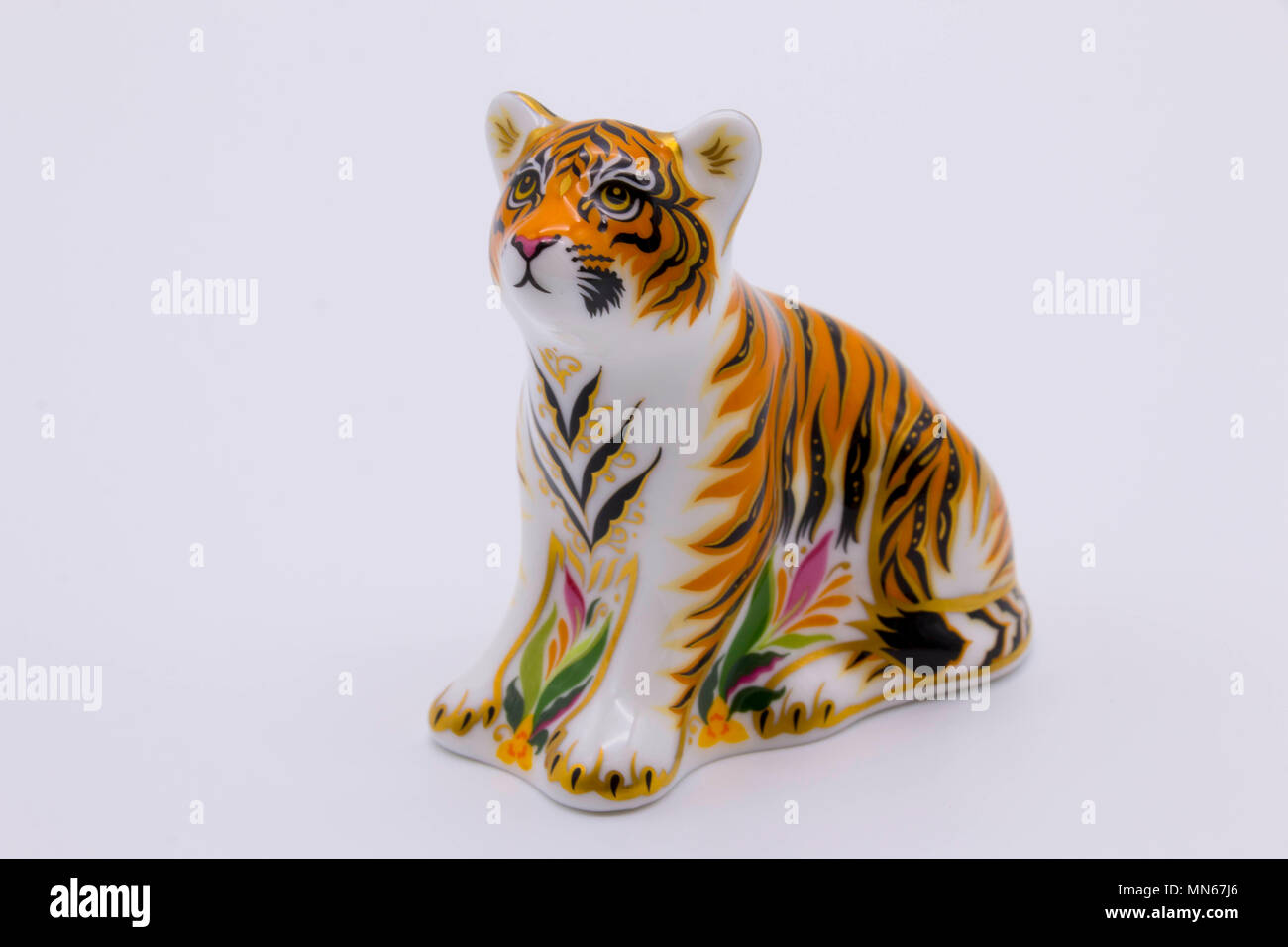 Royal Crown Derby bone china paperweight sumatran tiger cub uk Stock Photo