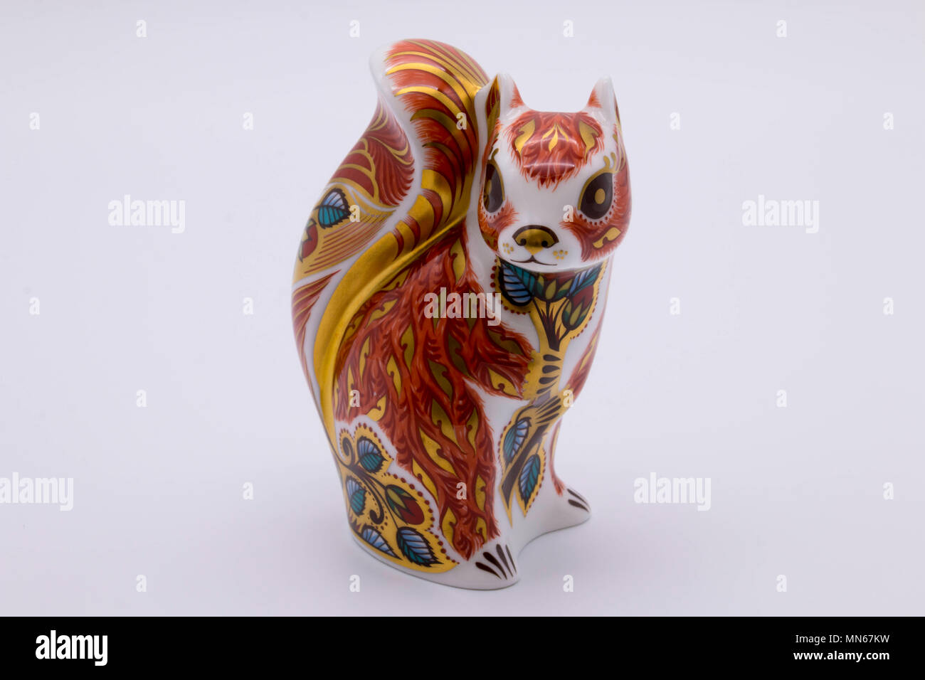 Royal Crown Derby bone china paperweight of a squirrel uk Stock Photo