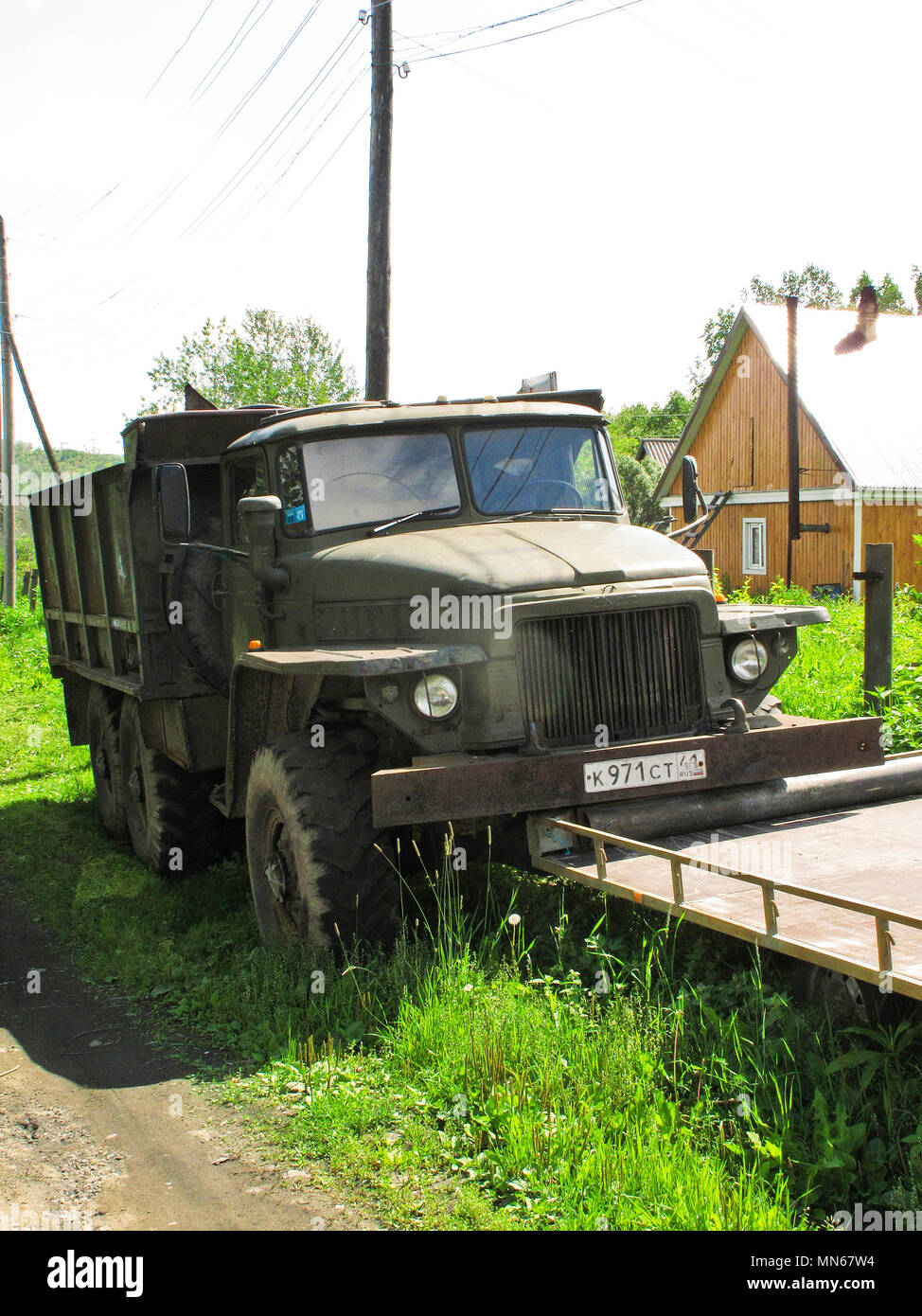 Old soviet truck. Yelizovo, petropavlovsk,kamchatka, siberia, russia, Stock Photo