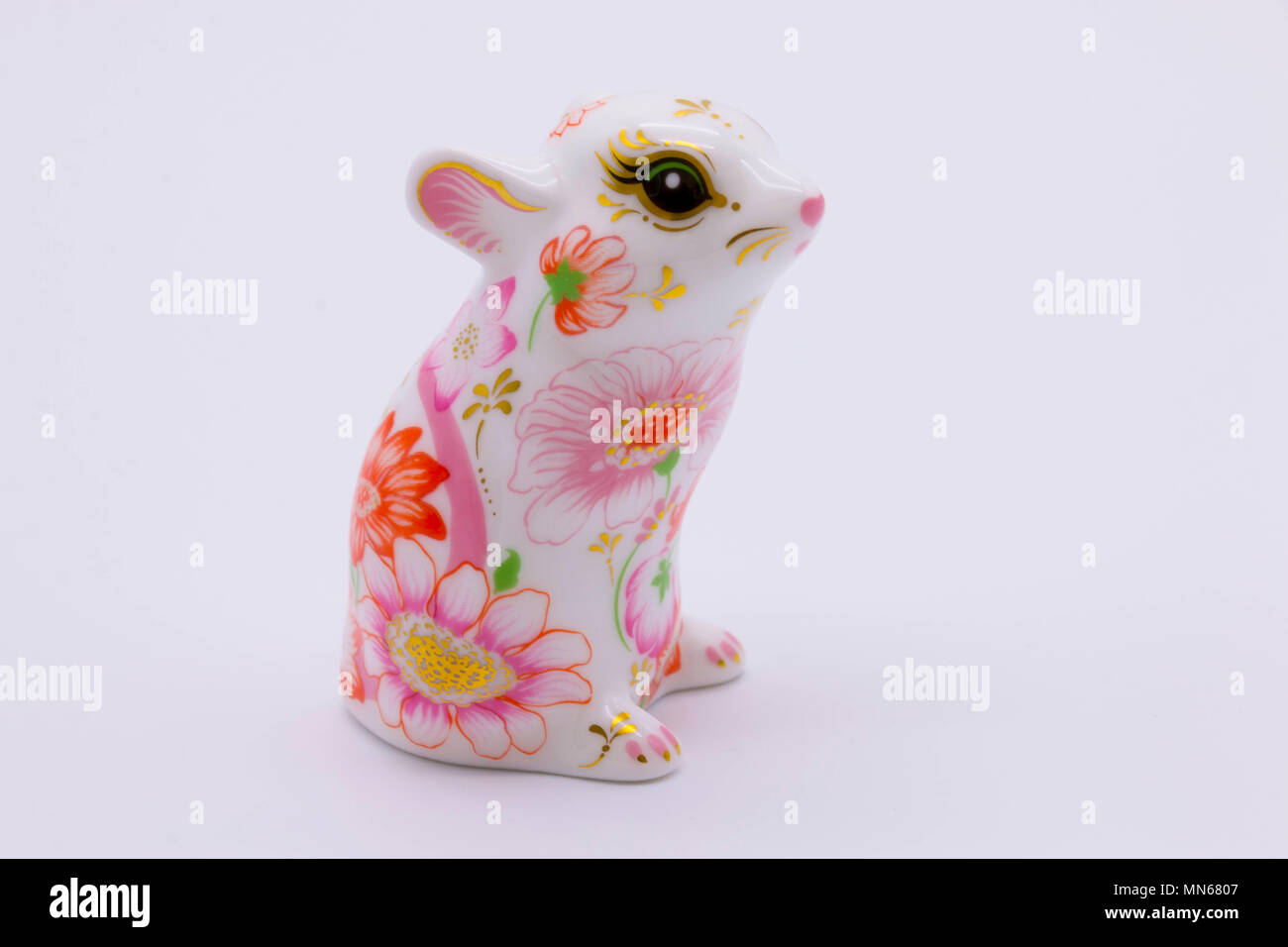 Royal Crown Derby bone china paperweight of a mouse uk Stock Photo