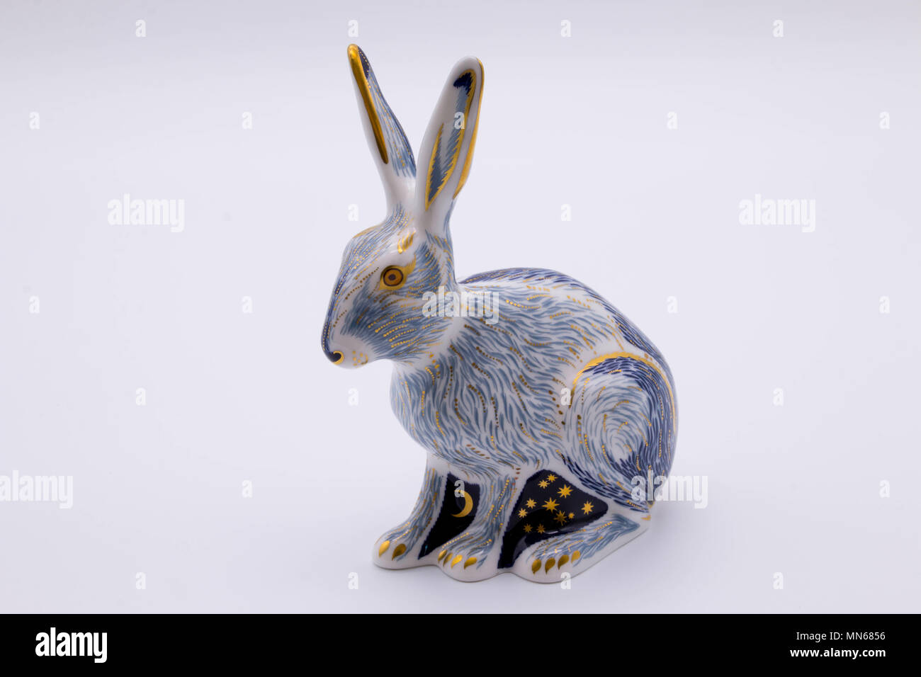Royal Crown Derby bone china paperweight of a hare uk Stock Photo