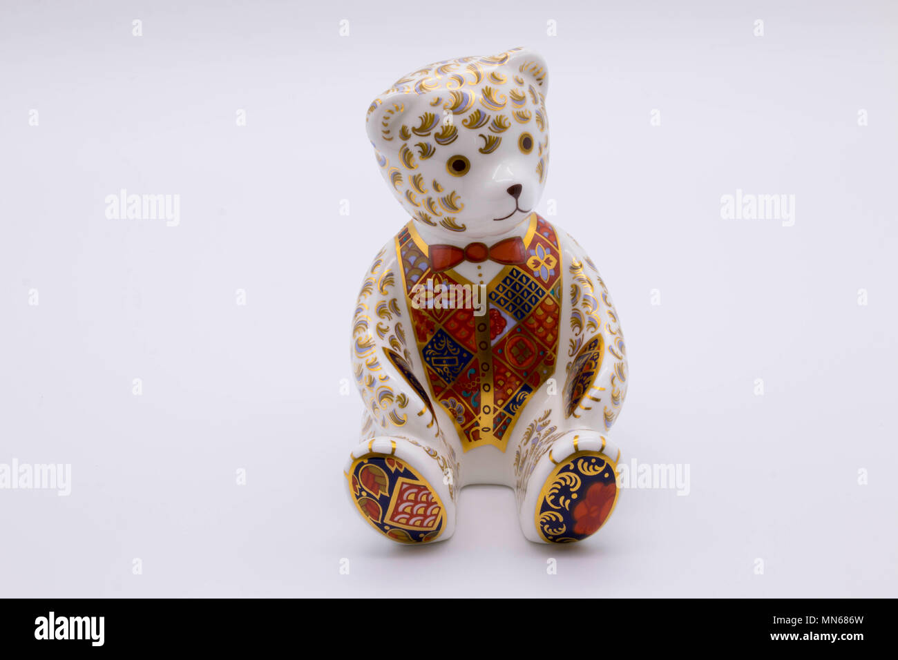 Royal Crown Derby bone china paperweigh of a limited edition teddy bear uk Stock Photo