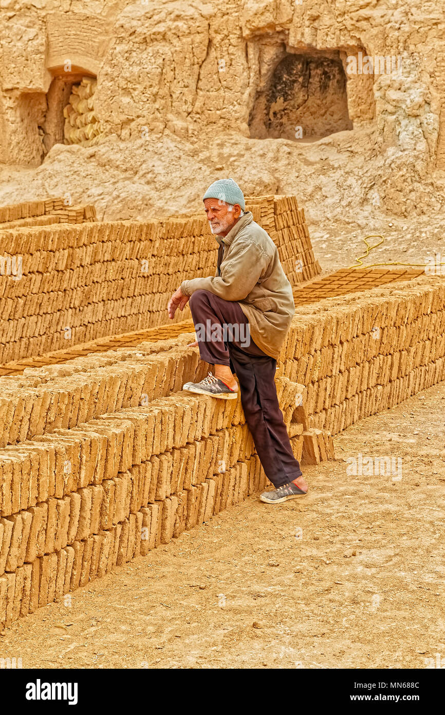 Clayman making bricks Stock Photo
