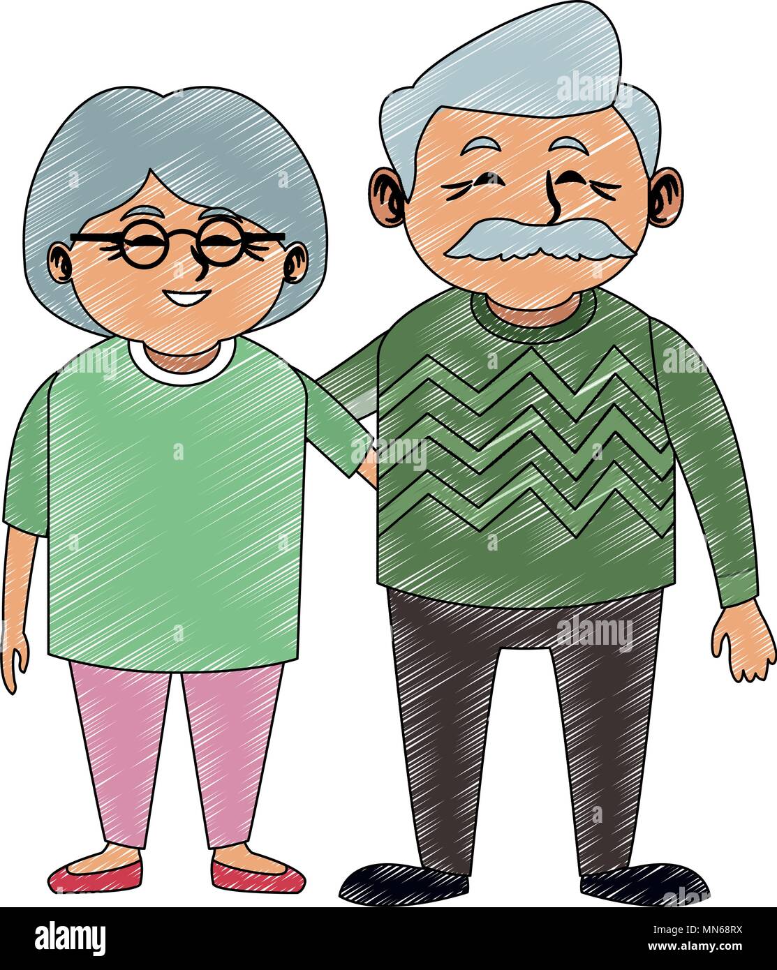 Cute grandparents couple cartoon | Stock vector | Colourbox