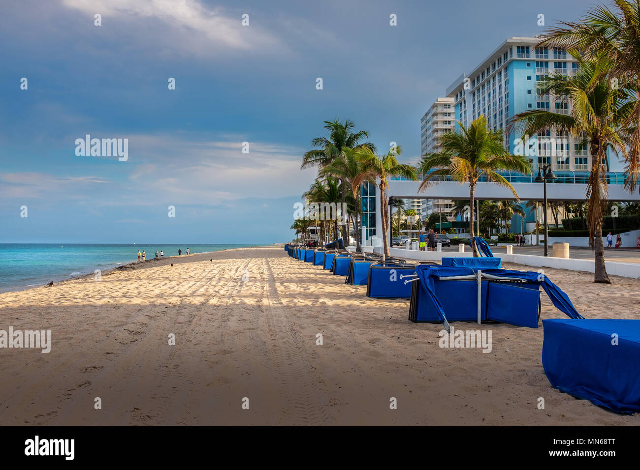 Early evening on Fort Lauderdale beach - about an hour before the next thunderstorm rolled through. Stock Photo