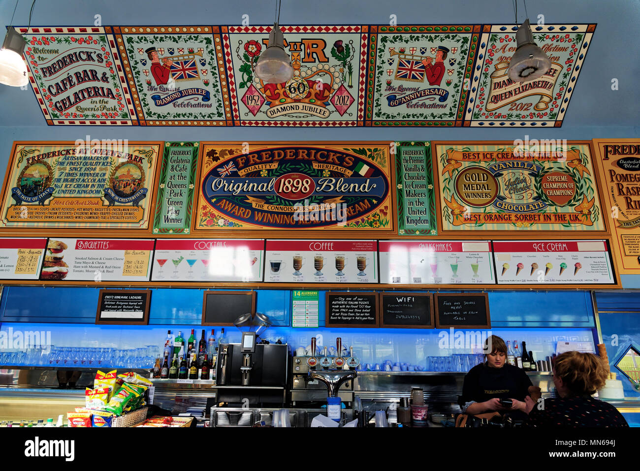 Inside Frederick's of Chesterfield Cafe in Queens Park, Chesterfield